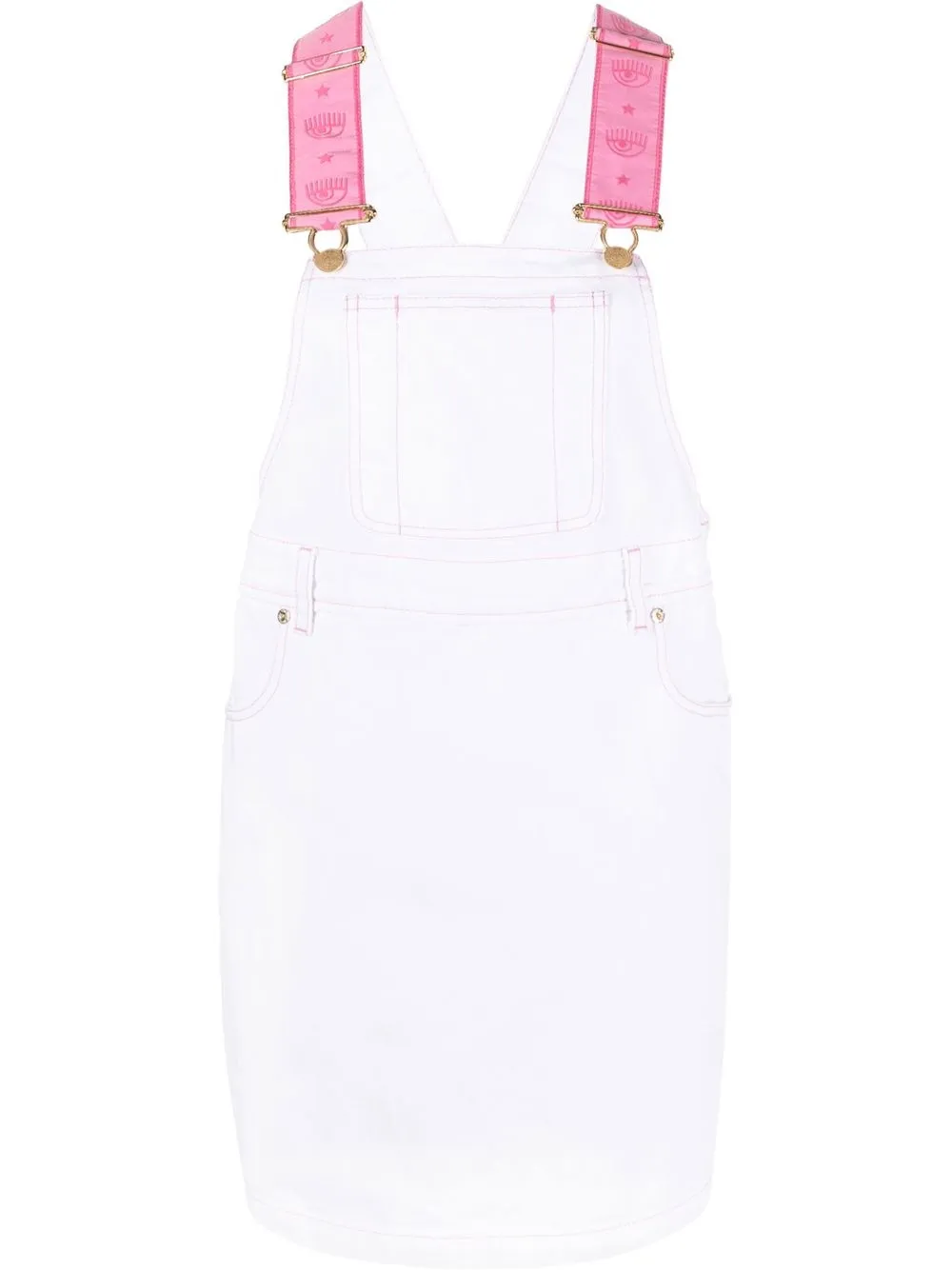 

Chiara Ferragni logo-strap pinafore mini dress - White