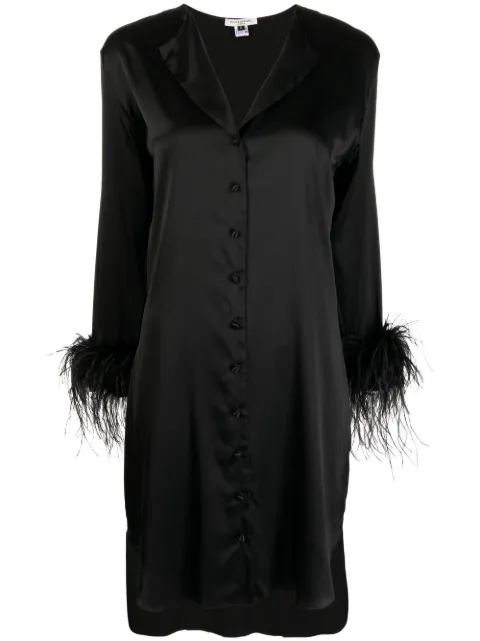 Gilda & Pearl Camille feather-trim shirt dress