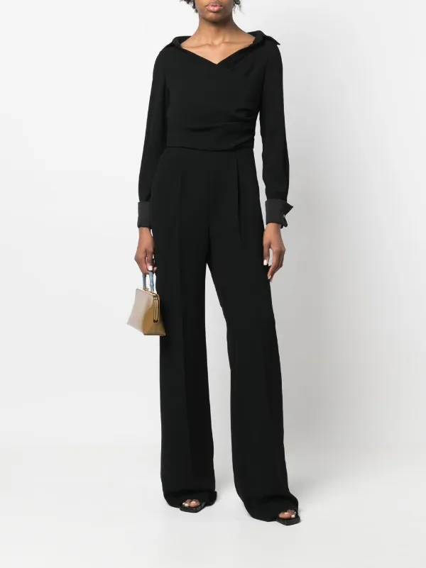 Max Mara Tailored draped-detail Jumpsuit Black FARFETCH IN