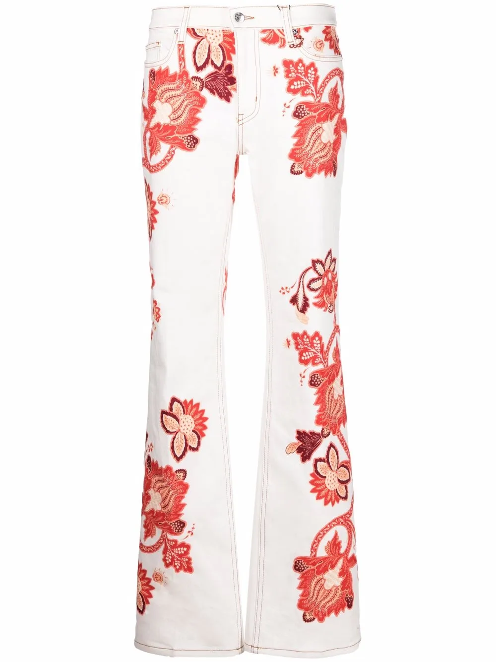 

ETRO Tree of life floral palazzo jeans - White