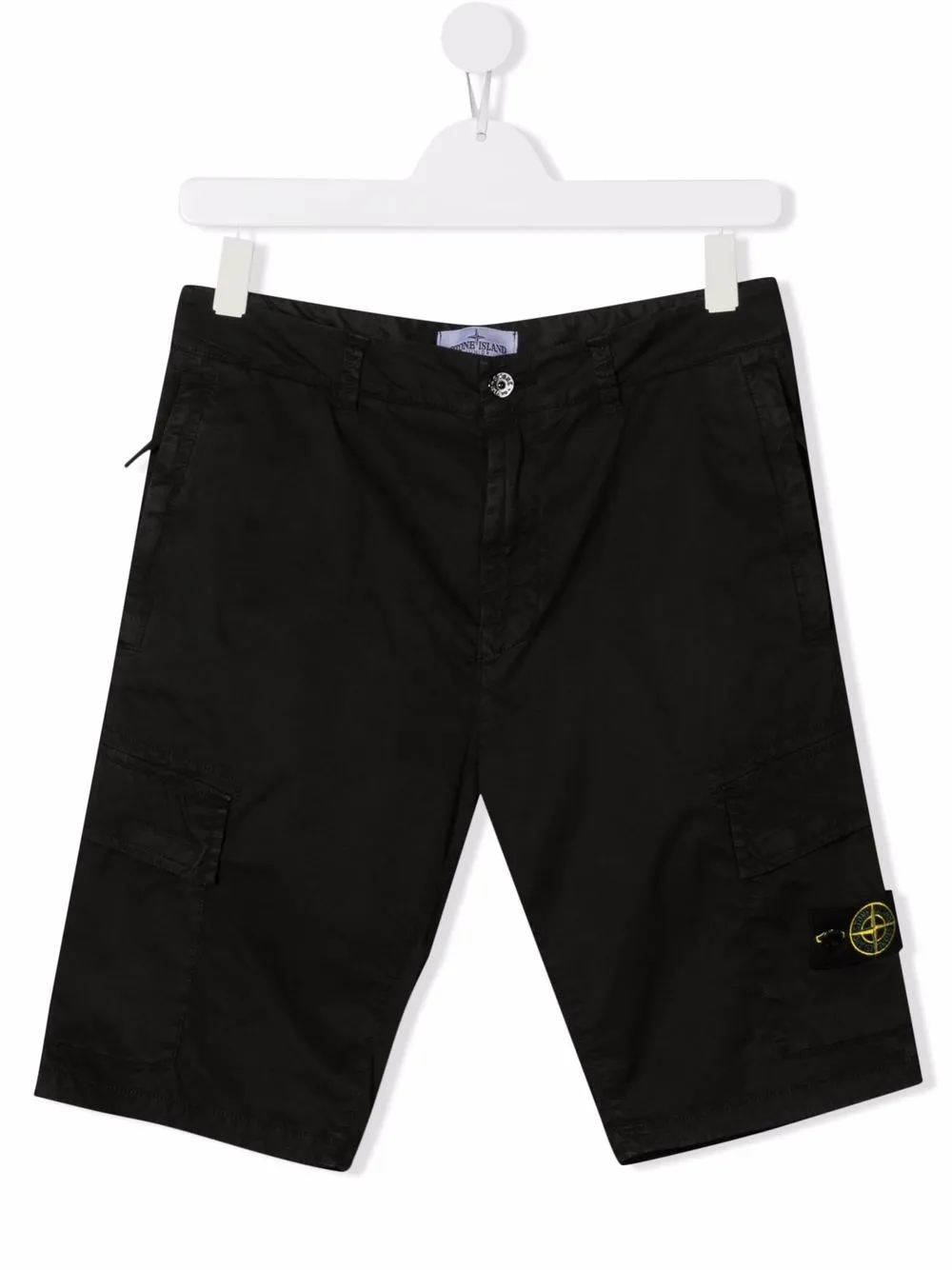 Stone Island Junior TEEN logo-patch cargo shorts - Black