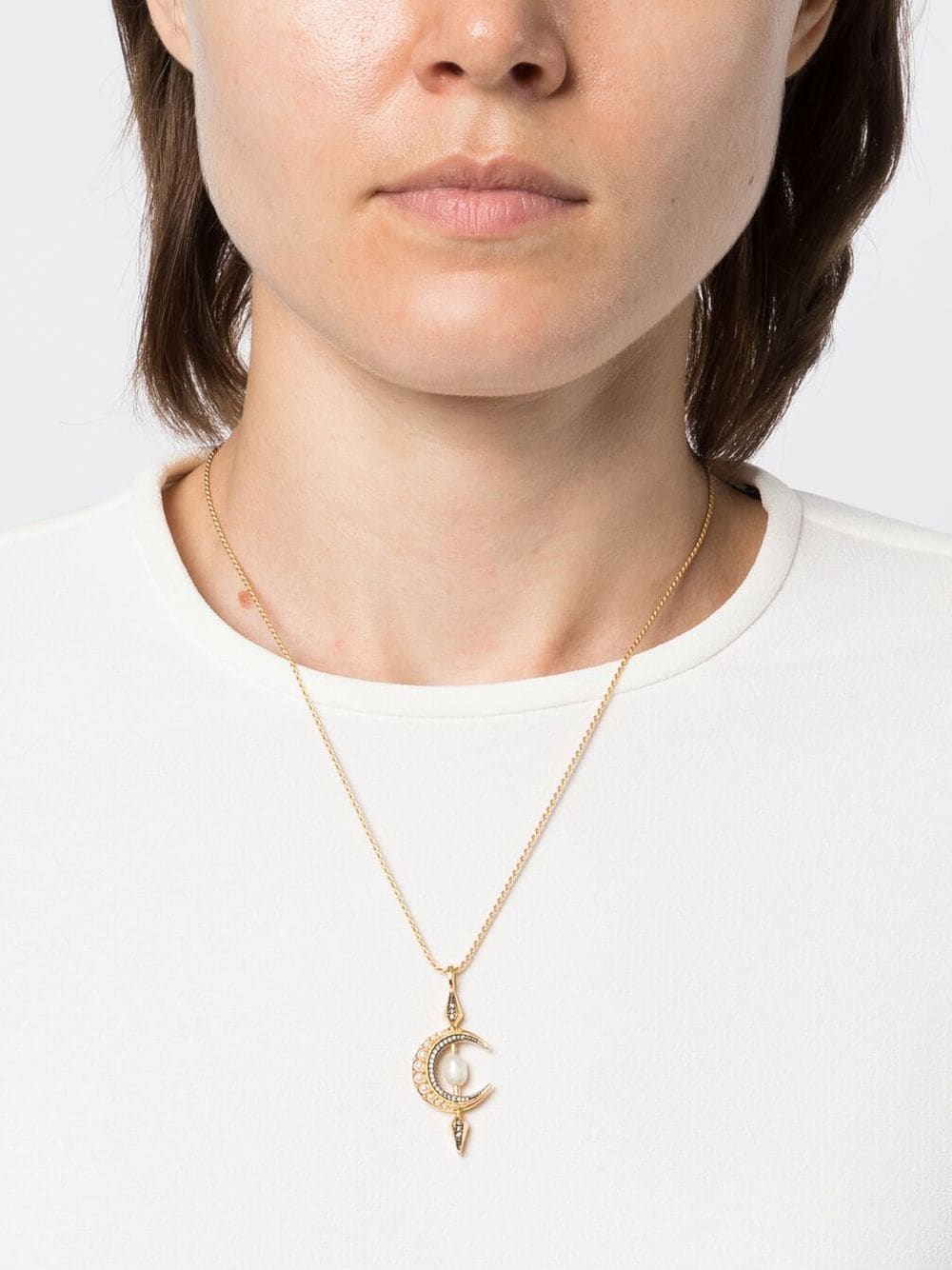 Shop Missoma Harris Moon Pearl Necklace In Gold