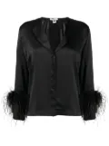 Gilda & Pearl feather-trim silk pyjama set - Black