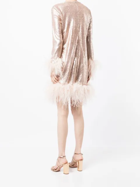 Gilda & Pearl Seraphina feather-trim midi dress 3017ROSECHAMPAGNE - 3