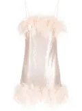 Gilda & Pearl feather-trim mini dress - Pink