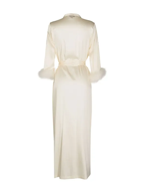 Long white silk dressing store gown