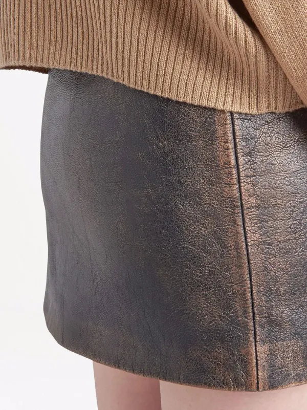 Oasis brown faux clearance leather mini skirt