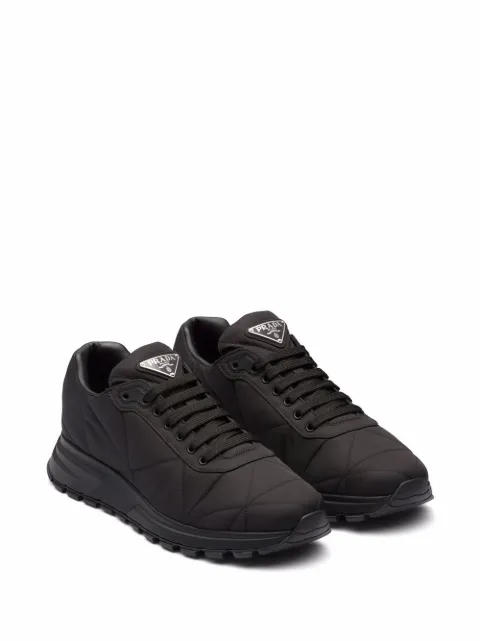prada logo plaque lace up sneakers