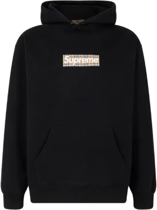 Supreme Burberry Box Logo Hooded Sweatshirt Black Men's - SS22 - US