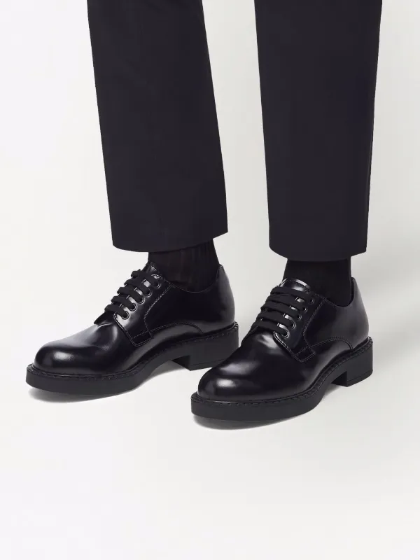 原価Brushed leather derby shoes ロゴ レザー ドレス/ビジネス