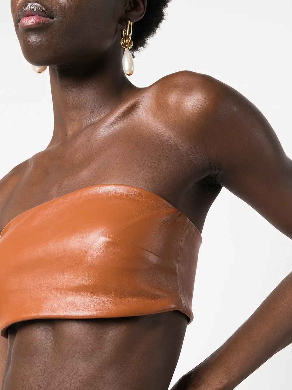 Rosetta Getty Bandeau-style Cropped Top In Brown