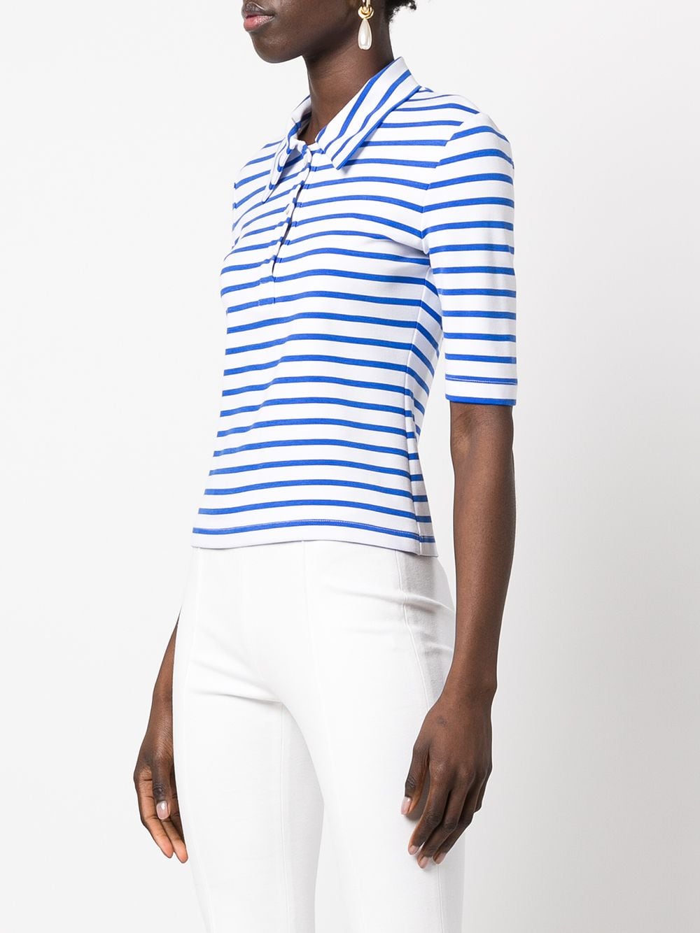 Shop Rosetta Getty Striped Polo Shirt In Blue