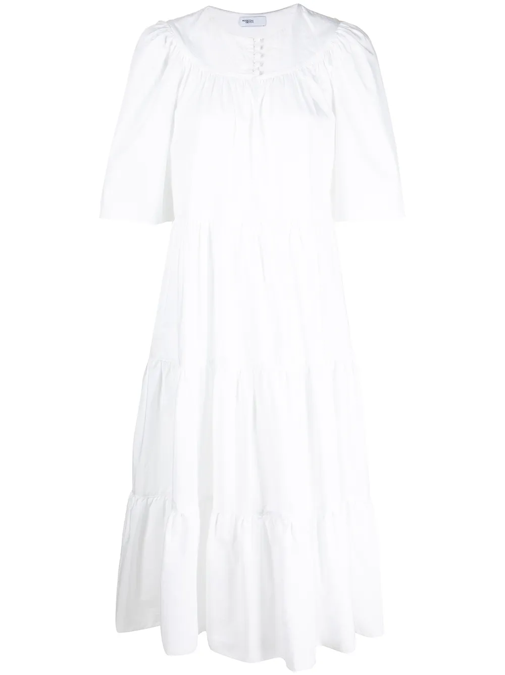 

Rosetta Getty vestido midi a capas con botones - Blanco