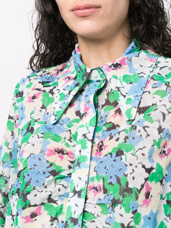 Ganni printed cotton poplin shirt Clearance