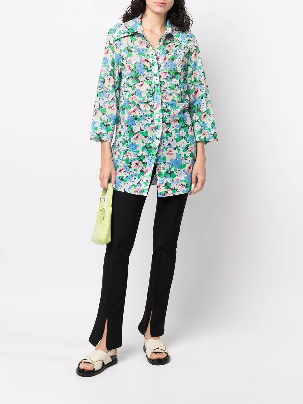 GANNI Blouse met bloemenprint - Blauw