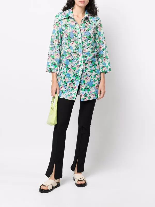 Ganni printed cotton poplin shirt Clearance