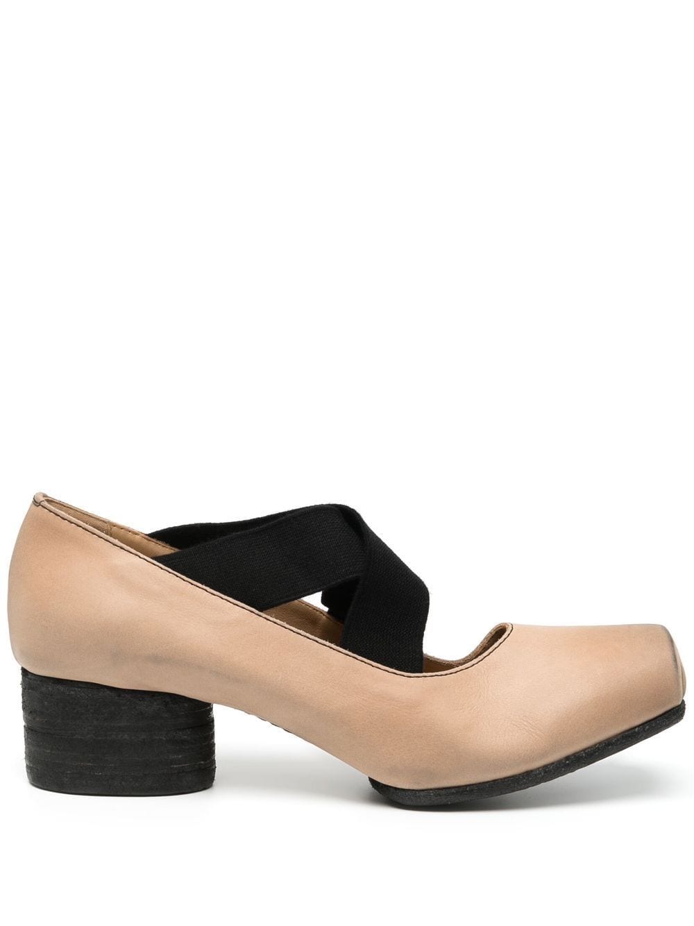 Shop Uma Wang Ballerina Square Toe Elasticated Pumps In Brown