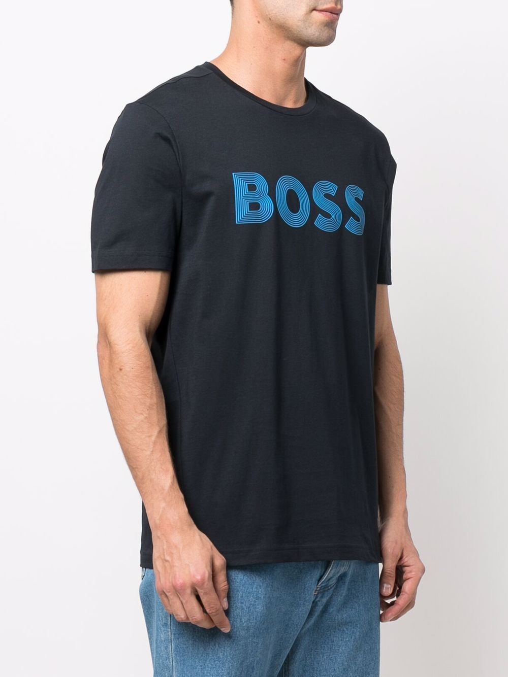 BOSS fine-line Logo Print T-shirt - Farfetch