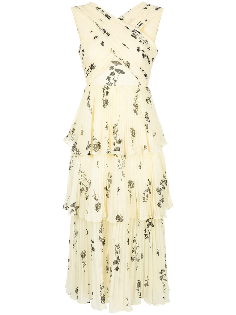 

Self-Portrait Yellow Floral Silhouette Crossover Midi dress