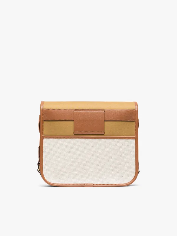 L/UNIFORM Natural & Olive Bonded Cotton Small Satchel