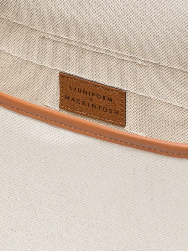 L/UNIFORM Natural & Olive Bonded Cotton Small Satchel