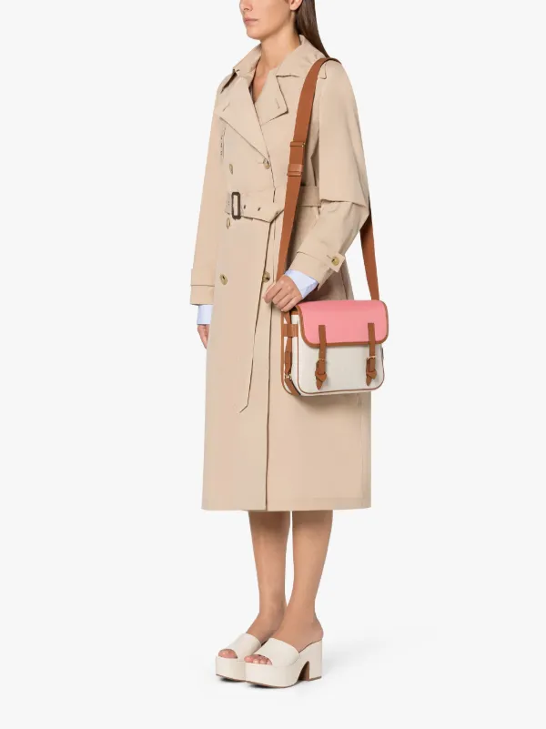 L/UNIFORM Natural & Pink Bonded Cotton Small Satchel