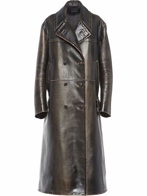 Prada double-breasted leather coat