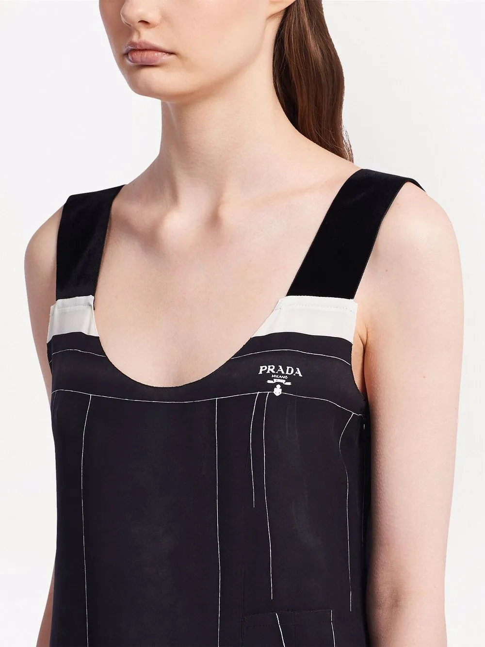 Prada Sleeveless Silk Midi Dress | Black | FARFETCH