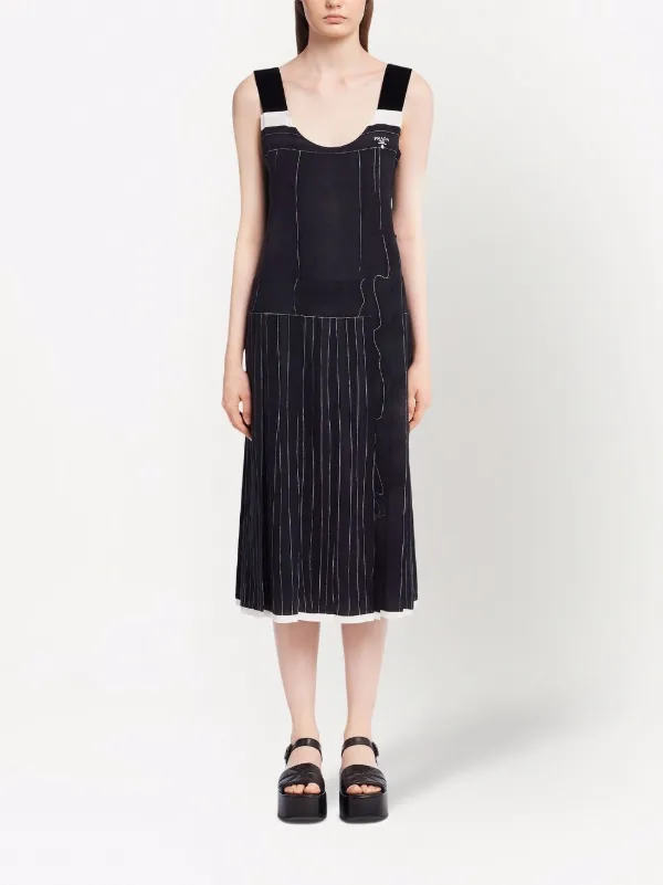 プラダ Prada Midi Silk Dress Prada floral-embroidered Silk Midi Dress | Neutrals | FARFETCH