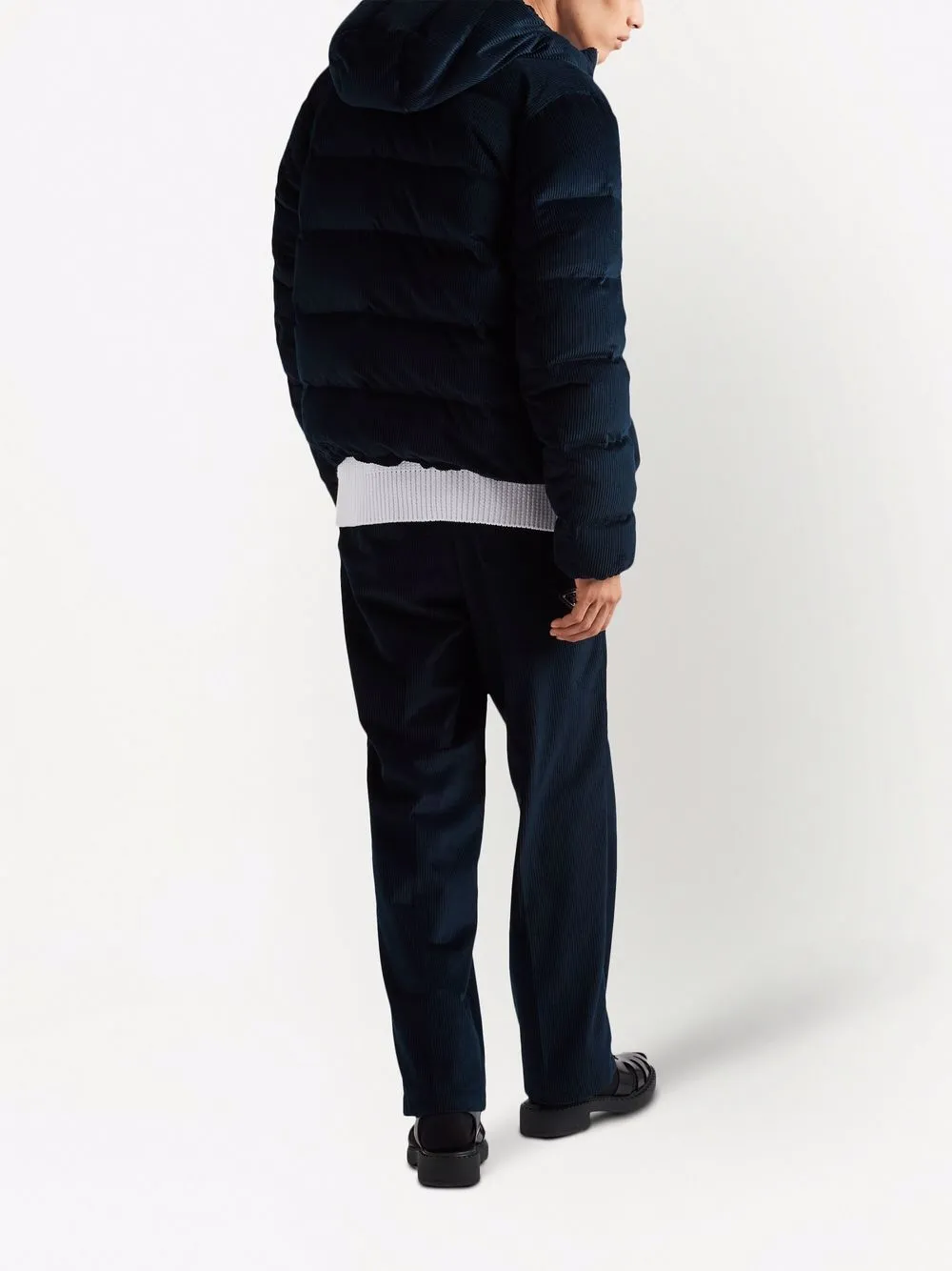 Prada Corduroy Logo Plaque Puffer Jacket - Farfetch