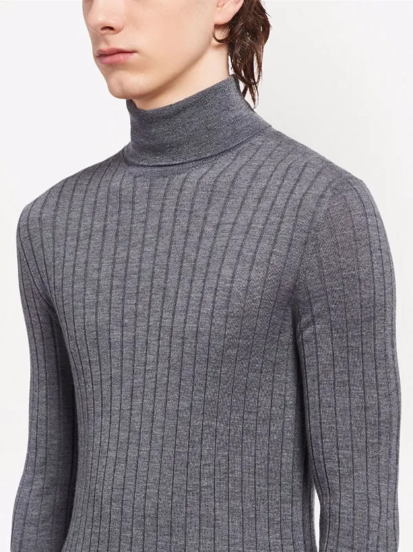 Prada プラダ タートルネック リブセーター | グレー | FARFETCH JP