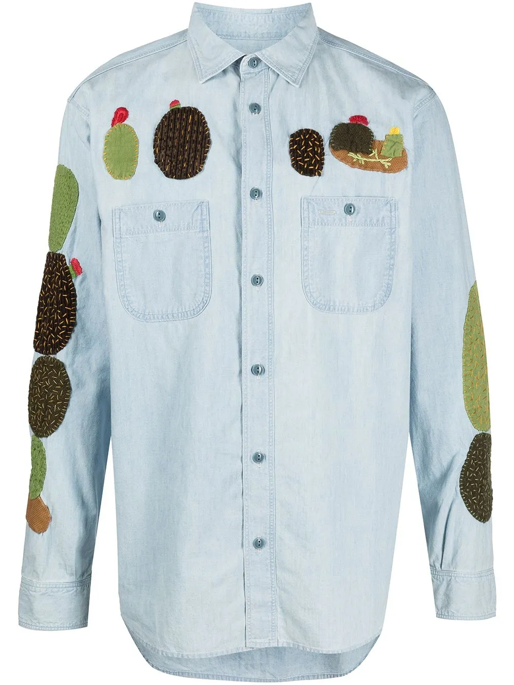 

Kapital Chambray Work cactus-embroidered shirt - Blue