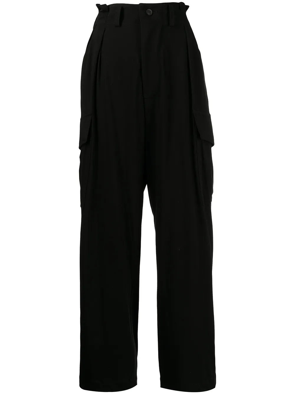 

Yohji Yamamoto pantalones con tiro alto - Negro