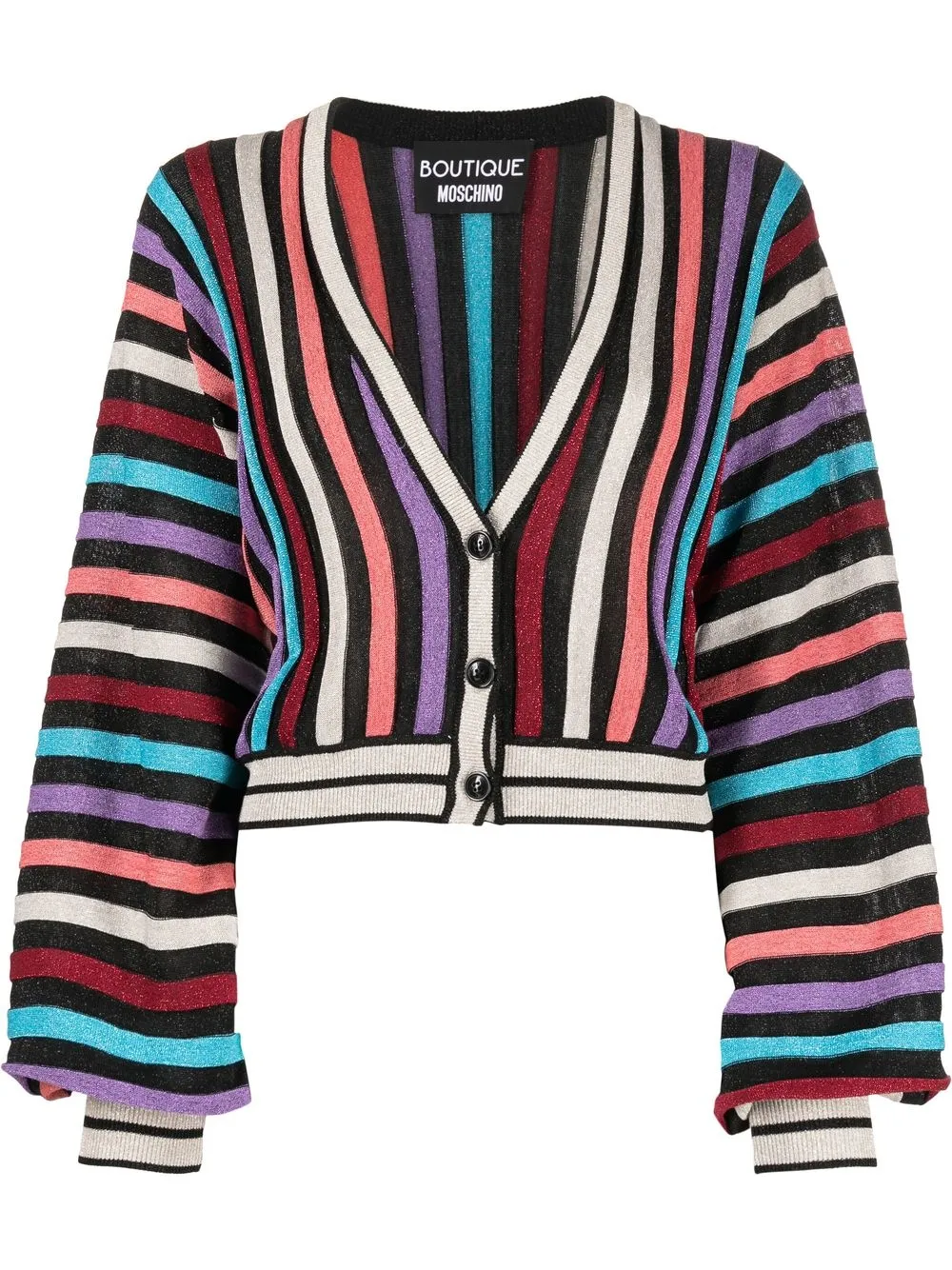 

Boutique Moschino metallic-stripe knitted cardigan - Black