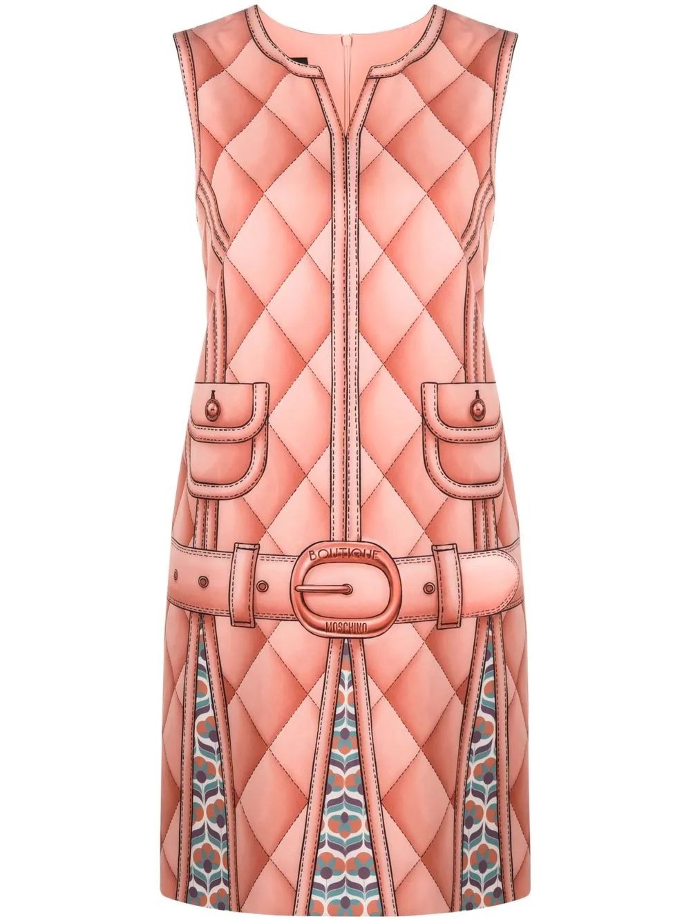 

Boutique Moschino vestido corto con estampado trompe l'oeil - Rosado