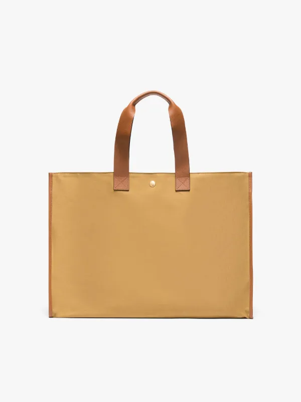 L/UNIFORM Natural & Olive Bonded Cotton Foldable Bag