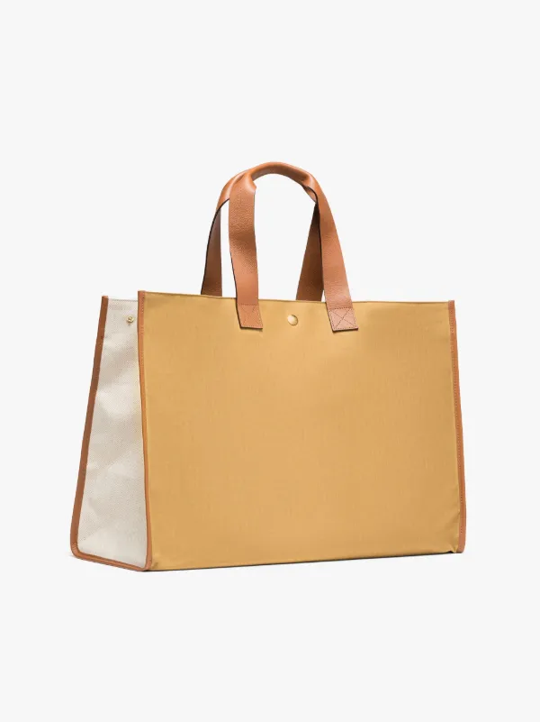 L/UNIFORM Natural & Olive Bonded Cotton Foldable Bag