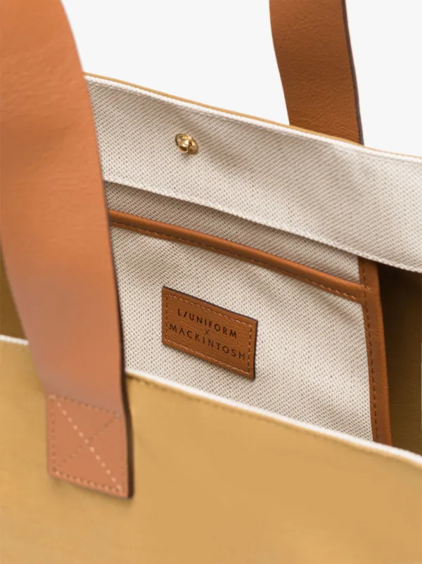 L/UNIFORM Natural & Olive Bonded Cotton Foldable Bag