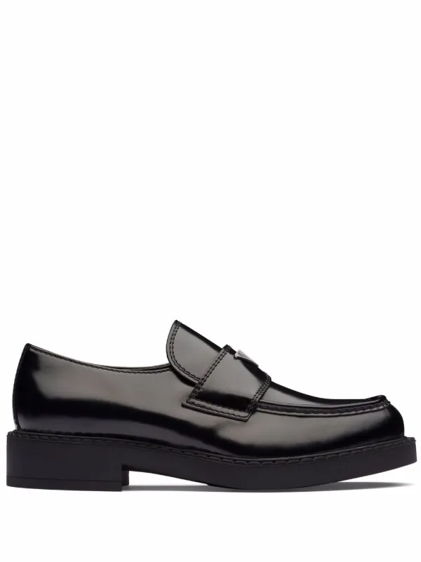 prada logo plaque chunky heel loafers