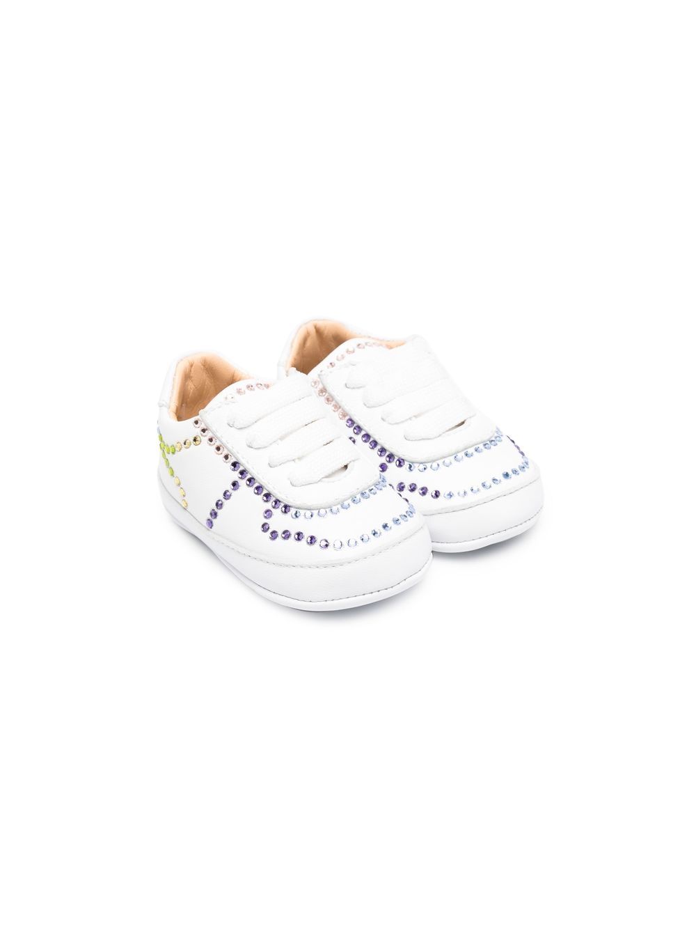 philipp plein junior baskets à ornements en cristal - blanc