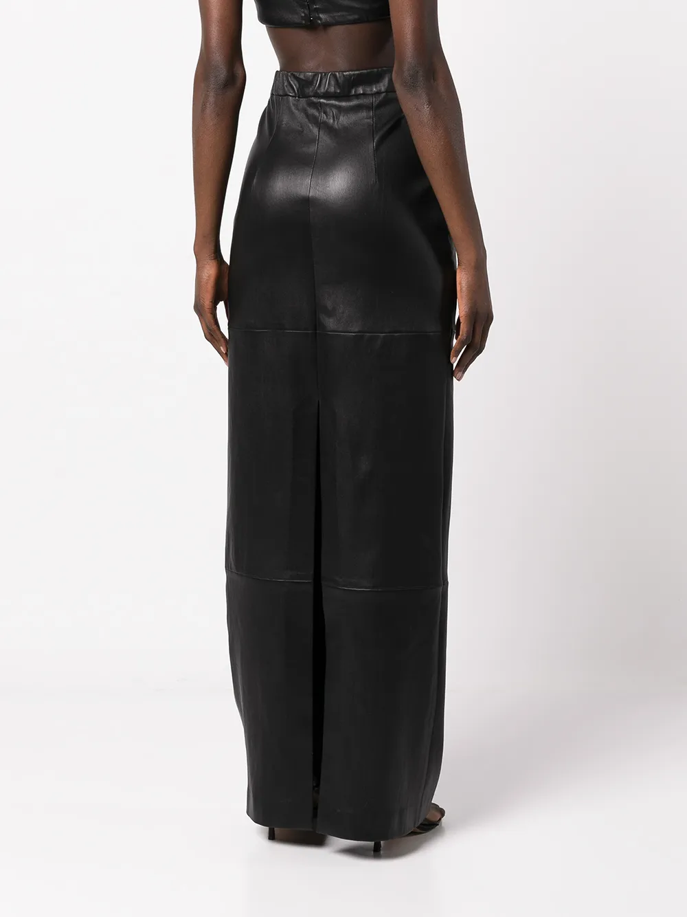 Rosetta Getty Lambskin Maxi Skirt In Black