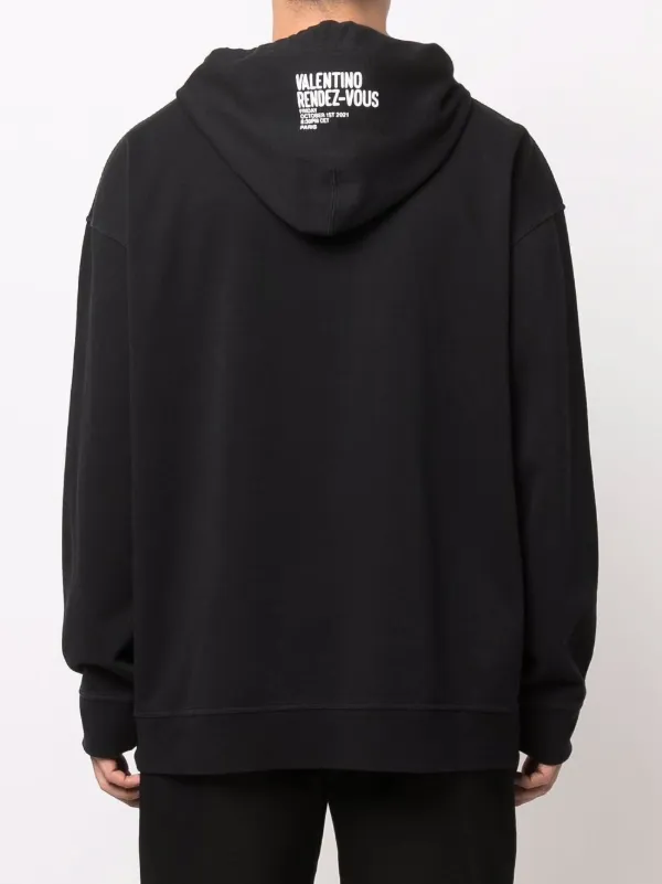 VALENTINO ブラック パーカー グラフィック VALENTINO ブラック パーカー グラフィック