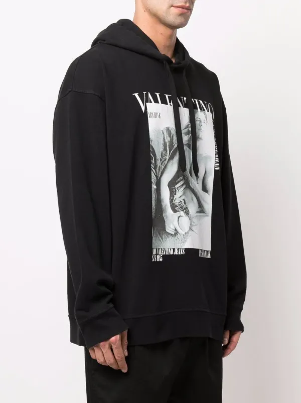 VALENTINO ブラック パーカー グラフィック VALENTINO ブラック パーカー グラフィック
