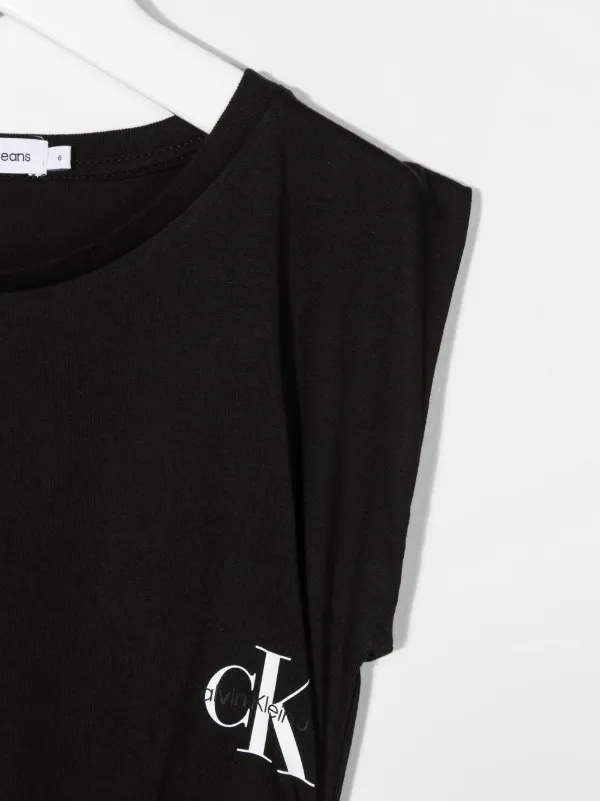 Calvin Klein Kids Sleeveless logo-print Jersey Dress | Black | FARFETCH
