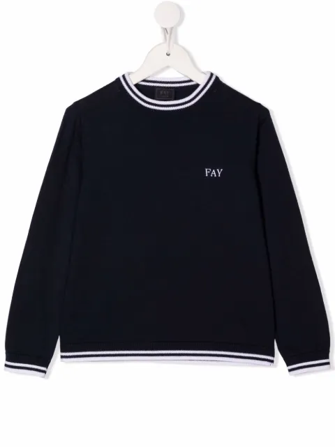 Fay Kids logo-print crew neck sweatshirt