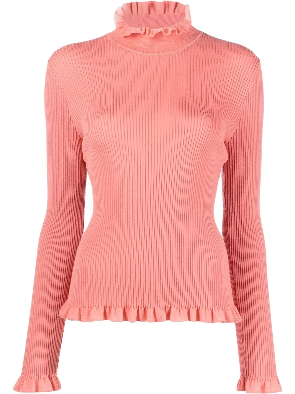 

Boutique Moschino ruffle-hem turtle-neck top - Pink