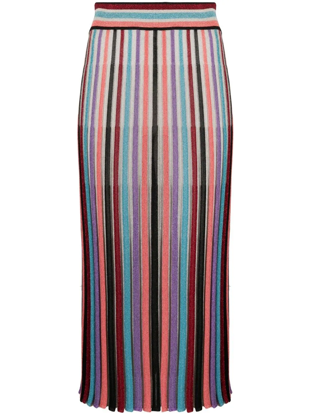 

Boutique Moschino falda midi tejida a rayas - Rojo