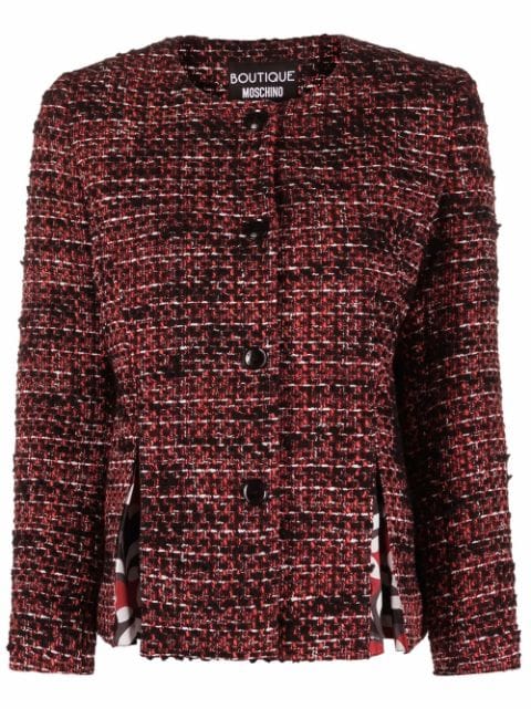 Boutique Moschino box-pleat tweed jacket