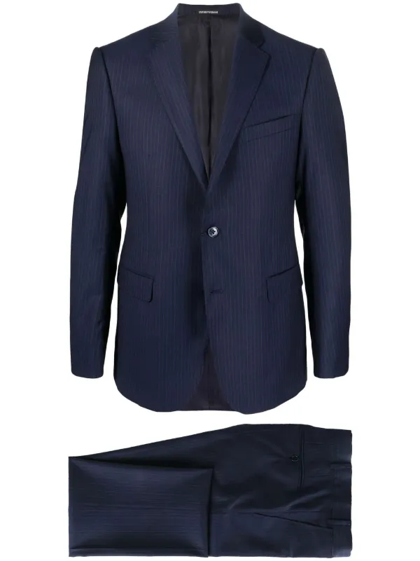 Emporio Armani Traje Con Rayas Diplomáticas Estampadas - Farfetch
