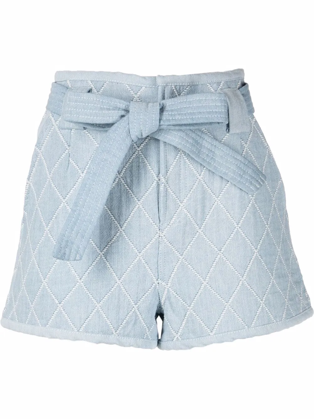 

TWINSET diamond quilted jacquard denim shorts - Blue